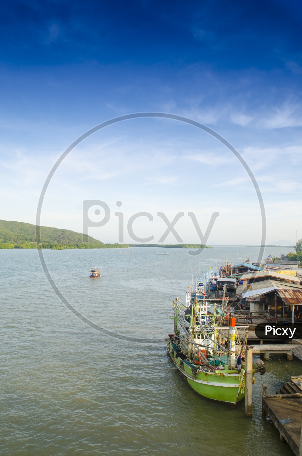Fishing Boats Parked on the Sea Pier, Thailand