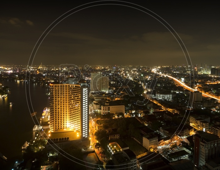 Night lights of Bangkok city, Thailand