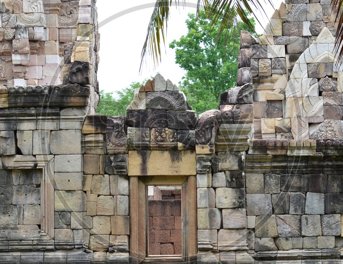 Old Ruins Of Prasat Sdok Thom  Temple or Ancient Buddhist Temple in Laeo, Thailand