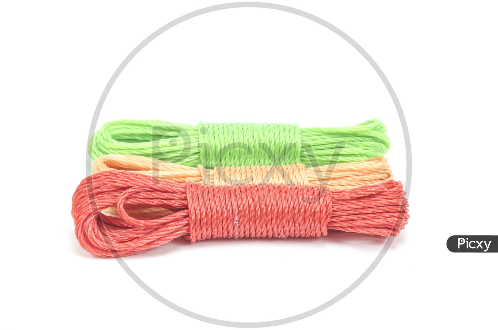 Bundle Of Nylon Ropes On an Isolated White Background