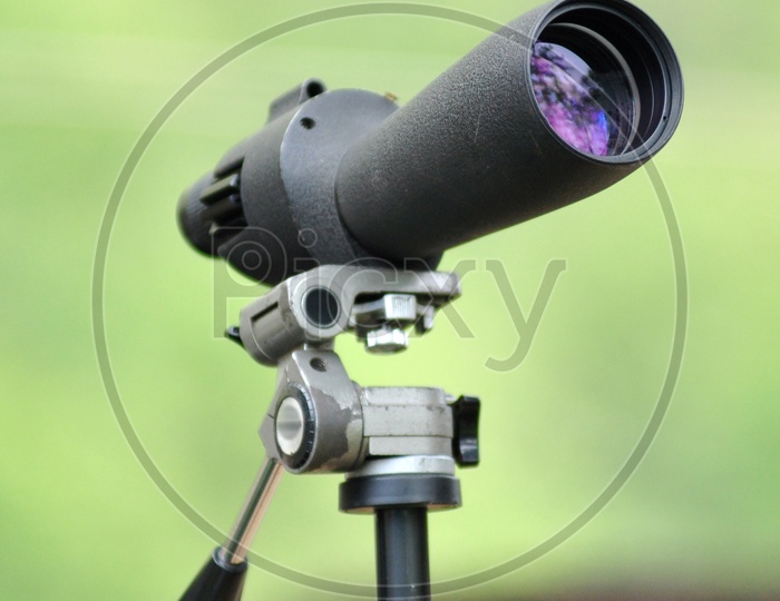 Spotting scope mounted for birder.