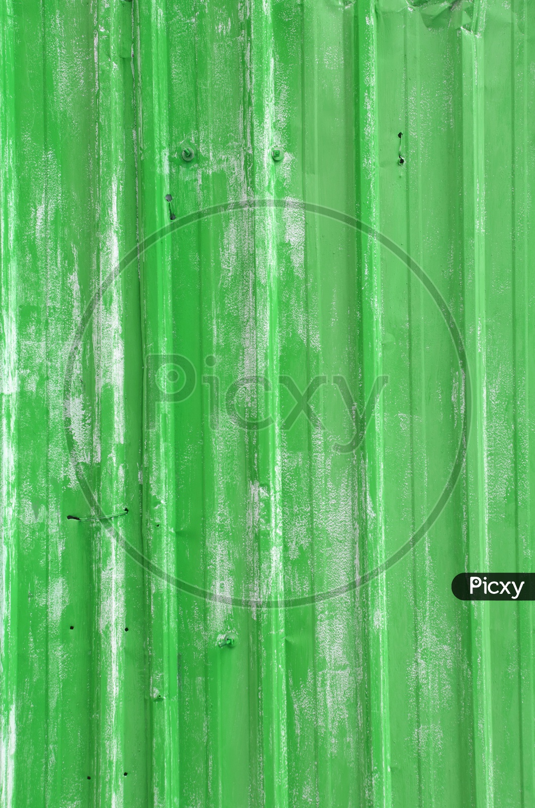 Rusty corrugated iron metal fence Zinc wall texture background of  Green color