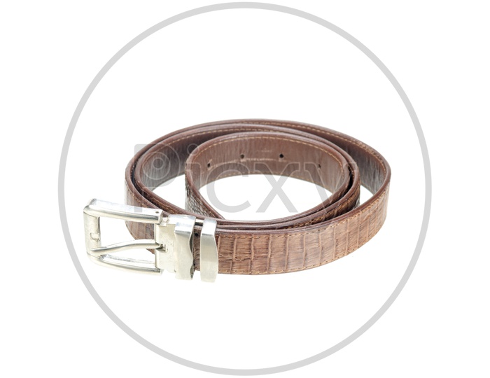 Leather Belt made from crocodile skin isolated on white Background