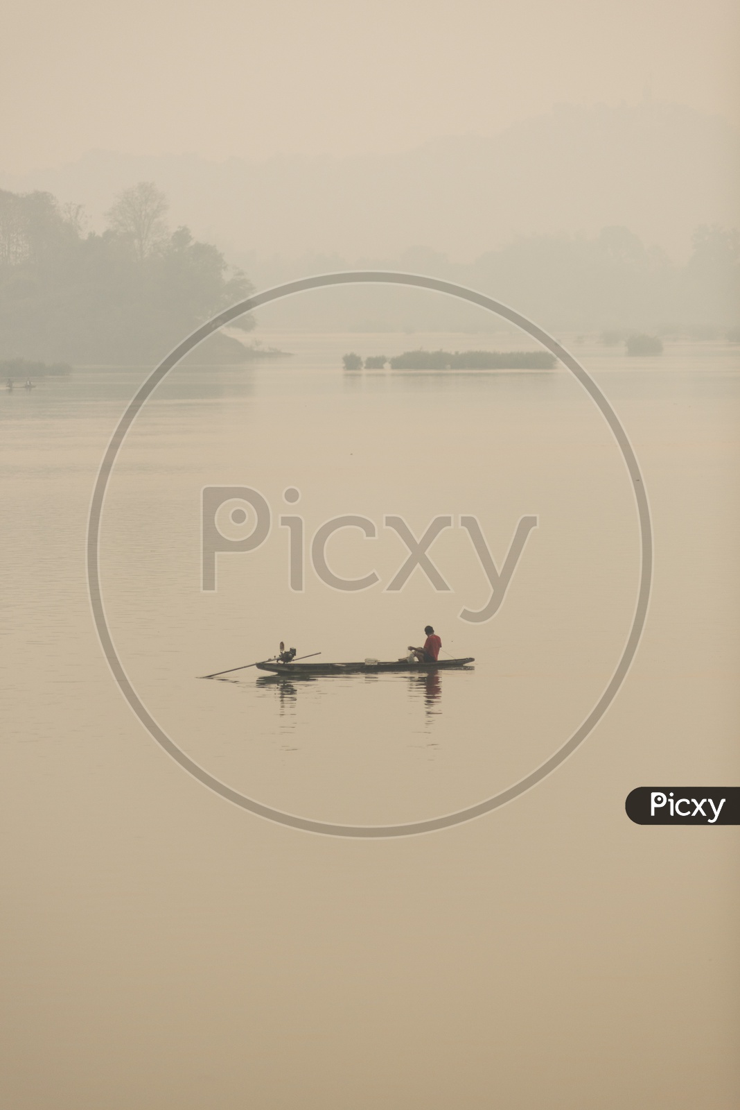 Fishing boat during mist in Thailand