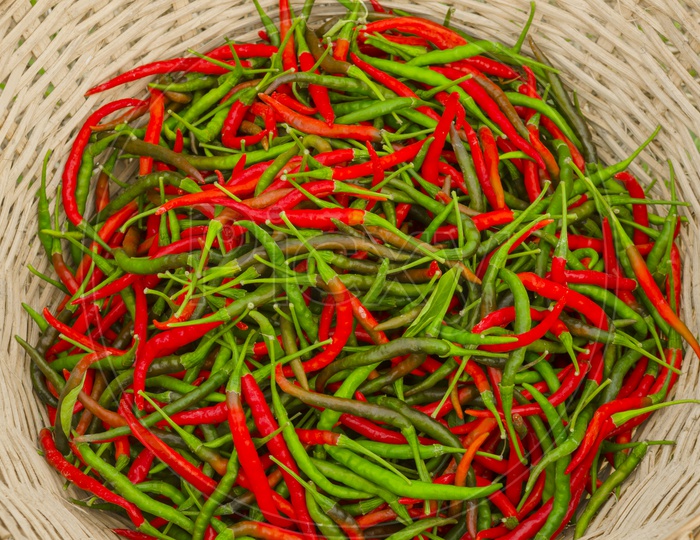Mix of green and red chilli