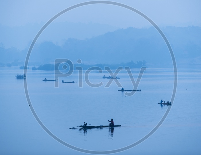 A Fishing boat during blue hour in the morning in Thailand