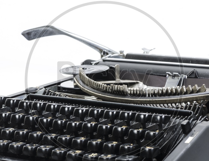Antique Typewriter Isolated on White Background