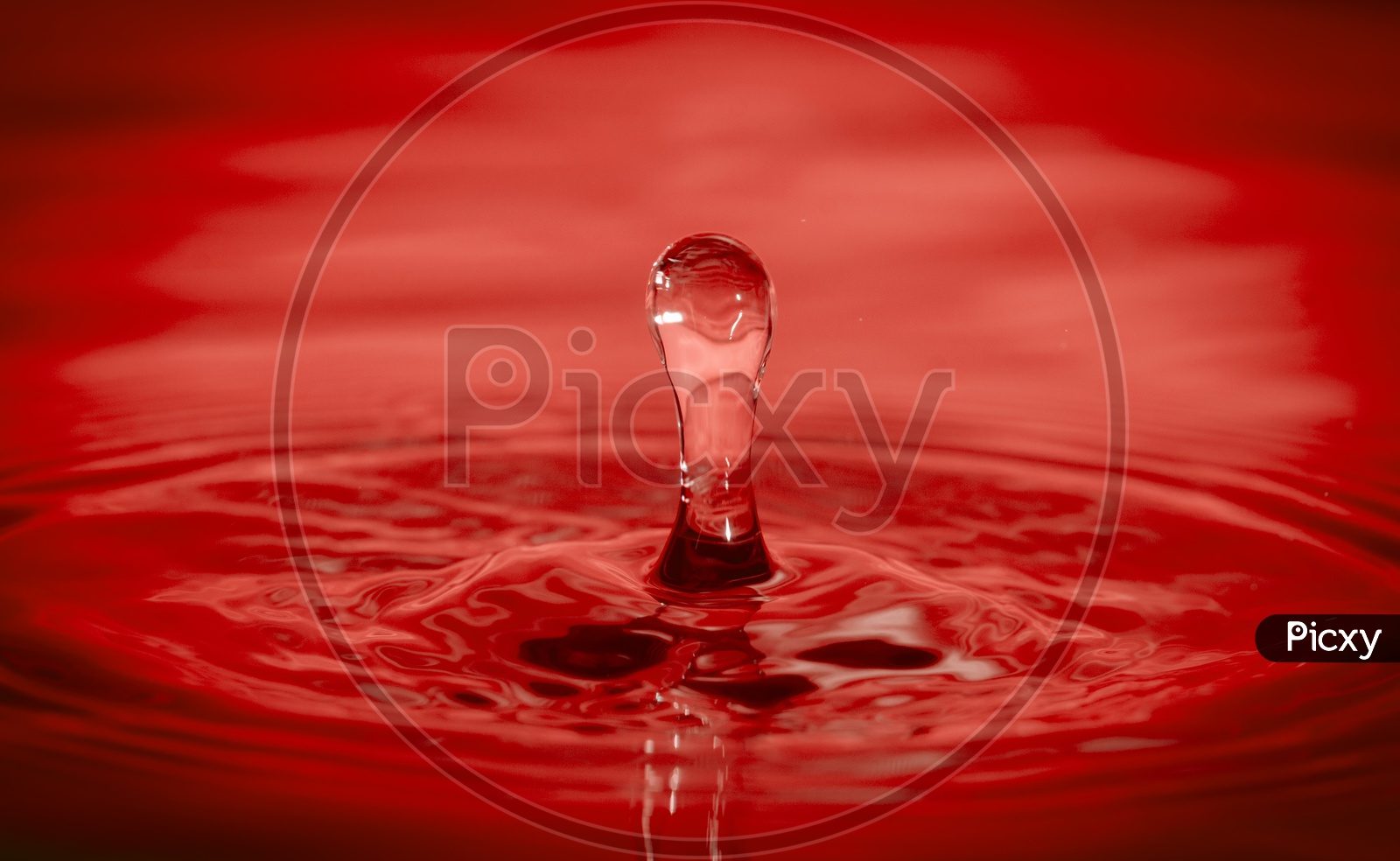 Drop of water in hot red tone