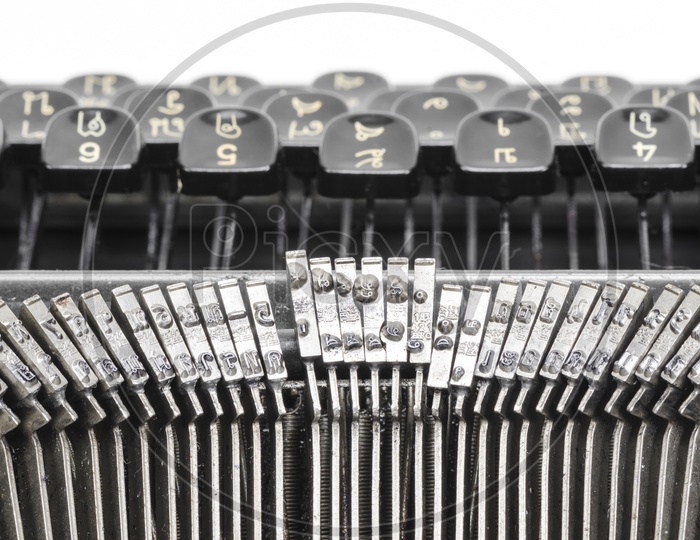 Close up of letters on an old typewriter