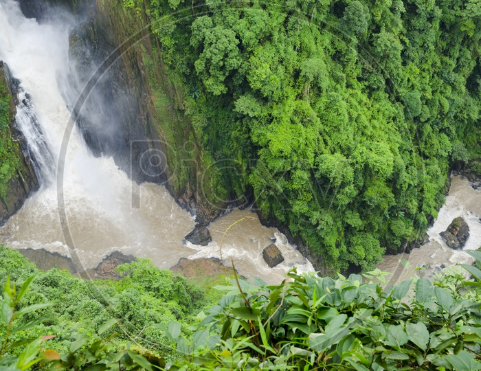 Heo Narok Waterfalls forming a river flow at  Khao Yai national park, Thailand