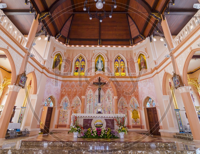 Cathedral of Immaculate Conception Church Interior In Chanthaburi  Province , Thailand