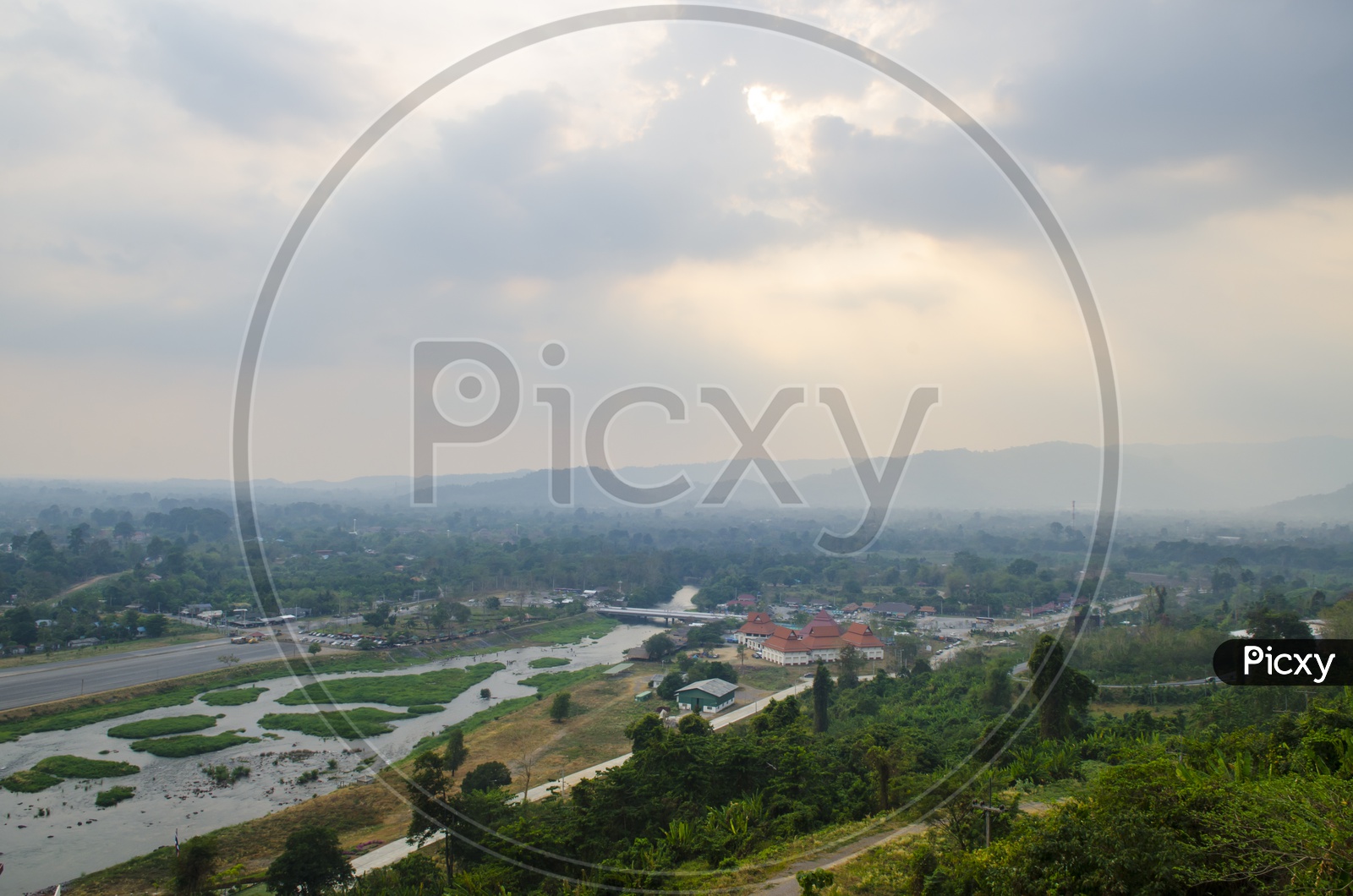Aerial View of Nakhon Nayok City, Thailand
