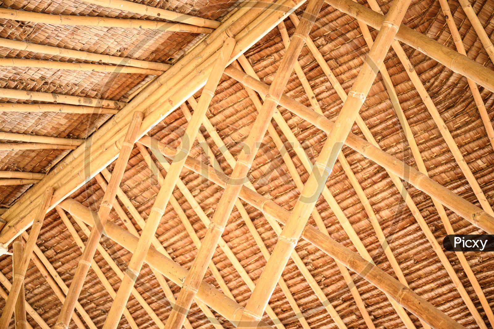 A Rood constructed with Bamboo sticks in Thai Cafe