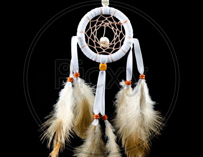 Beautiful Dream Catcher Over an Isolated Black Background