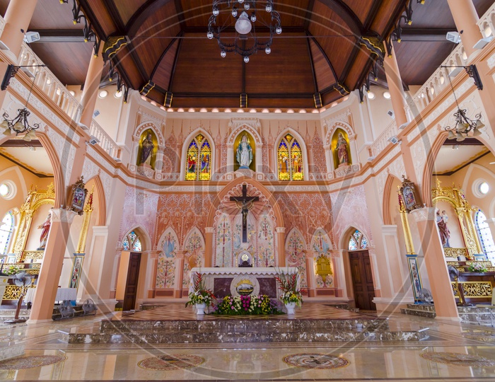 Cathedral of Immaculate Conception Church Interior In Chanthaburi  Province , Thailand