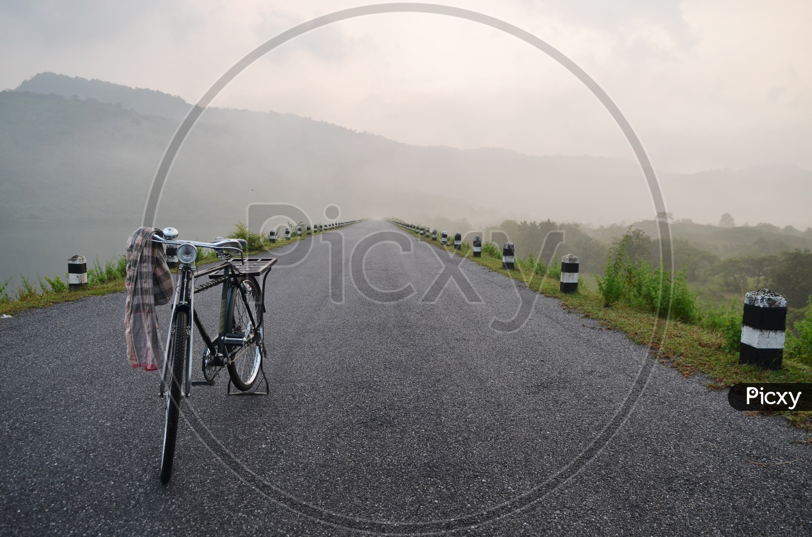 A bicycle on the empty road