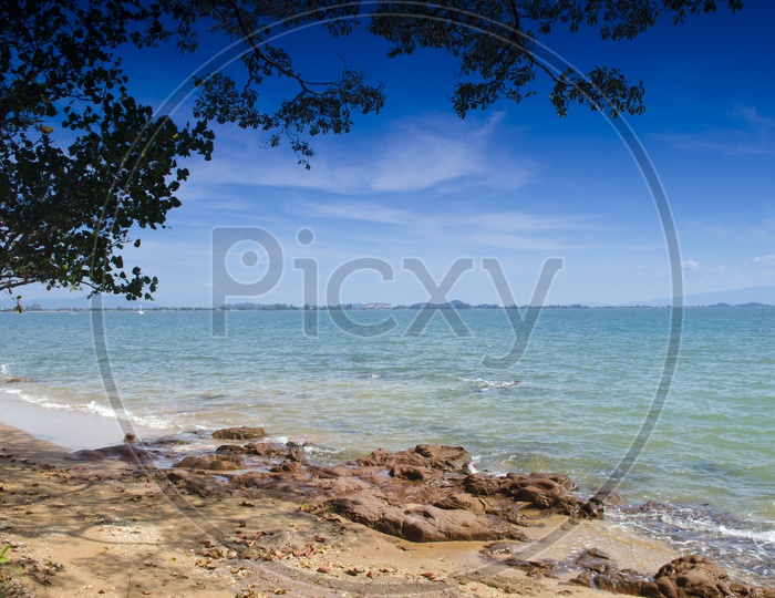 Beautiful Beach view with blue sky background