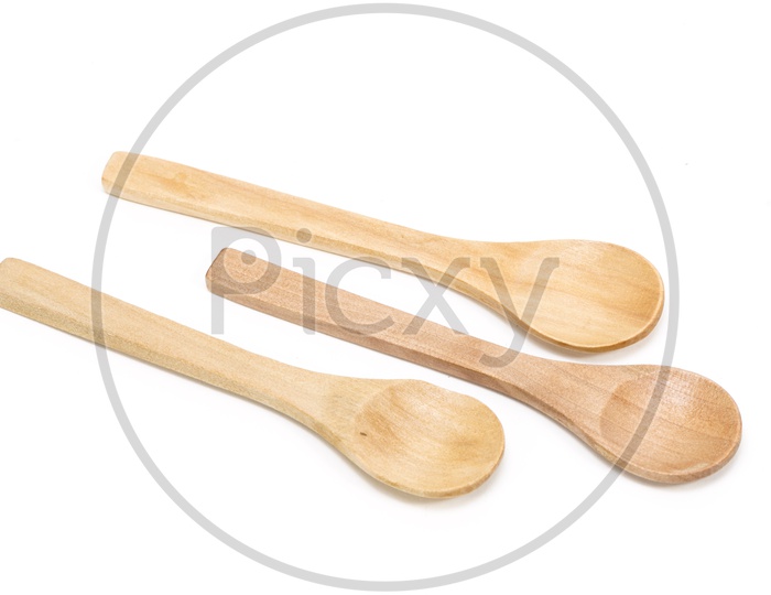 Wooden Spoons isolated on white background