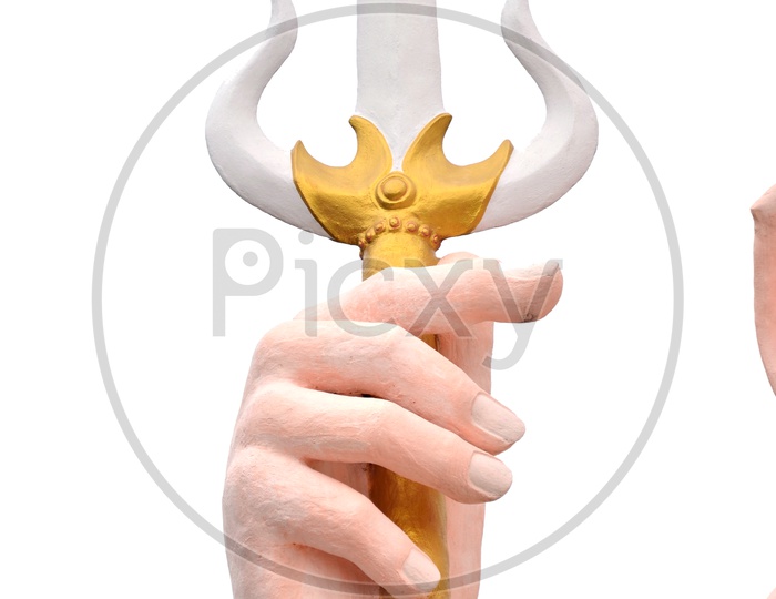 Trishul In Hands of Ganesh Statue Closeup