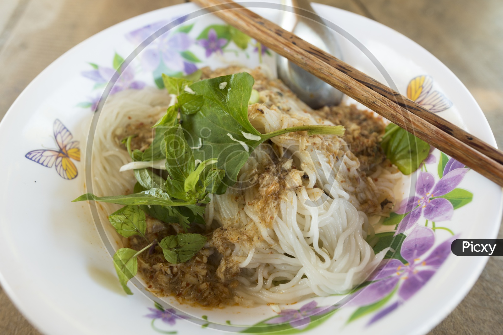 Vietnam noodle Set in Pham Ngu Lao Street Ho Chi Minh