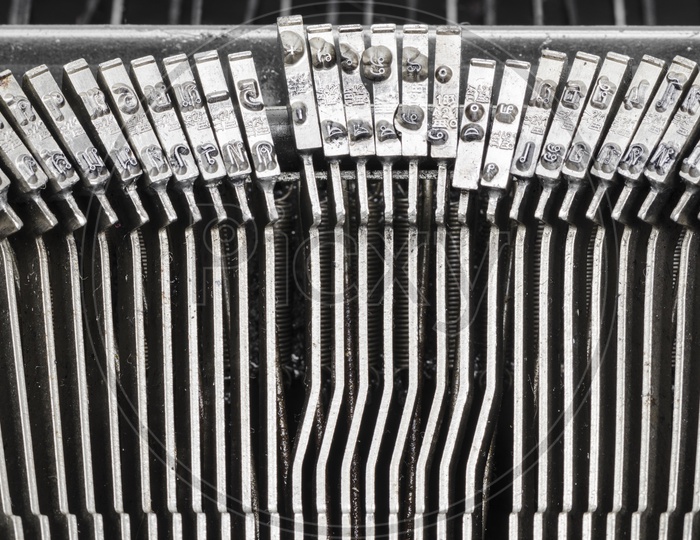 Close up of letters on an old typewriter
