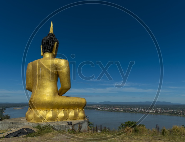 Big Buddha Statue in the temple of Mekong River