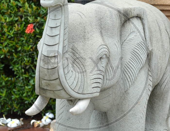 elephant statue  or Stone Carved Elephant Statue  For Good Luck In Thailand