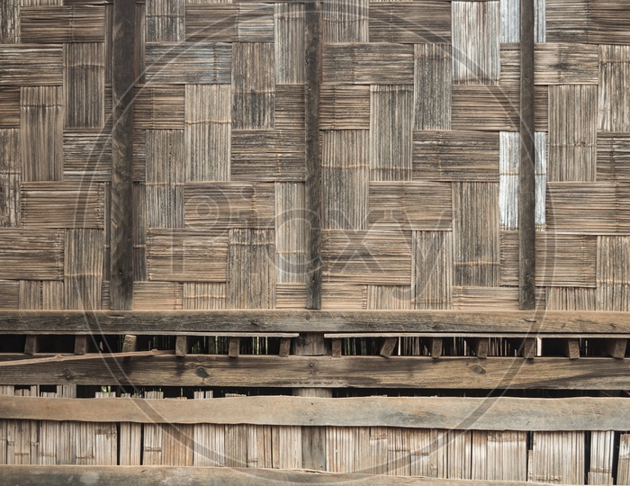 Native Thai style bamboo wall. Bamboo pattern basketry handmade