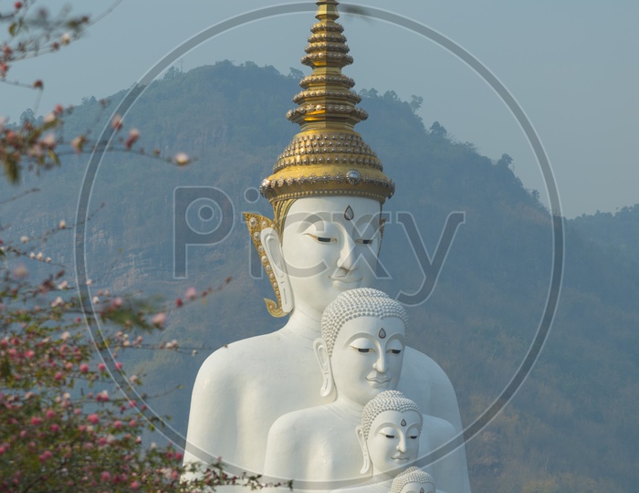 Five Buddha statue in Wat Pha Sorn Kaew Temple, Thailand