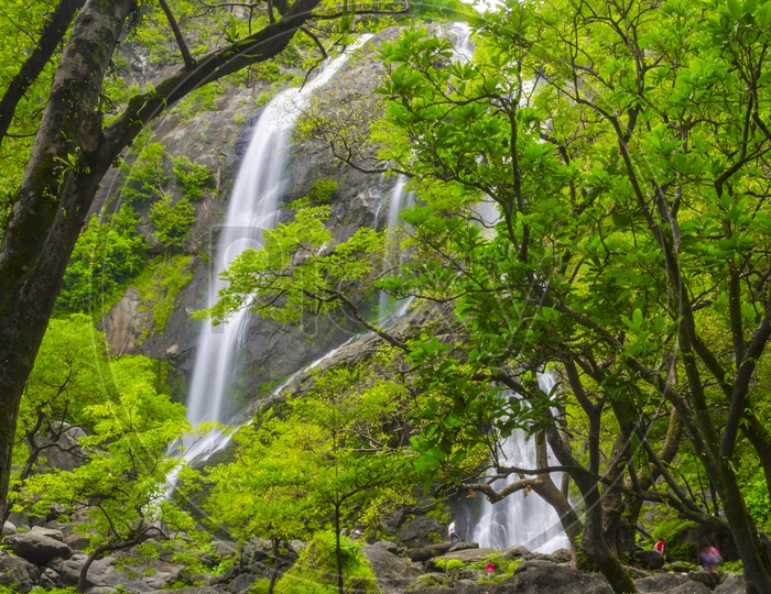 Long Exposure Shot Of Klong Lan waterfall With Smooth Water Flowing Texture
