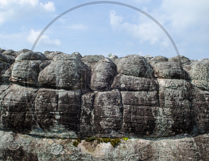 Massive rock bodies at Lan Hin Taek at Phu Hin Rong Kla national park in Thailand