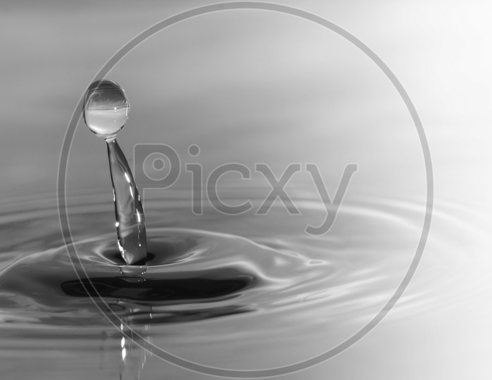 Drop of water in black and white