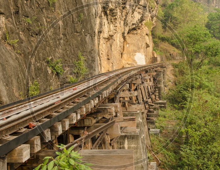 Railroad tracks in rural areas of Thailand