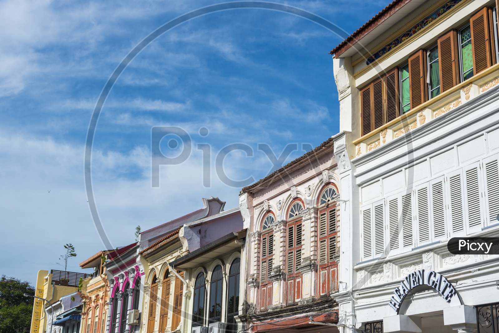 Malaysian colonial houses during morning in Georgetown, Penang, Malaysia