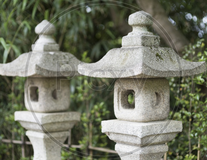 Pillars located along the entrance to the Zuiganji Temple in Matsushima.
