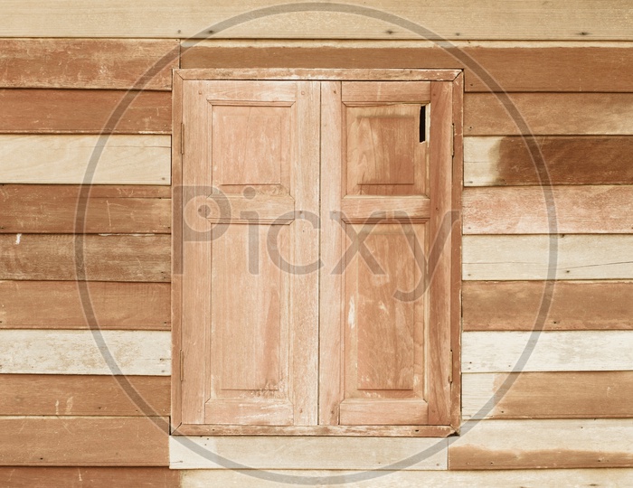 Closed old wooden window texture