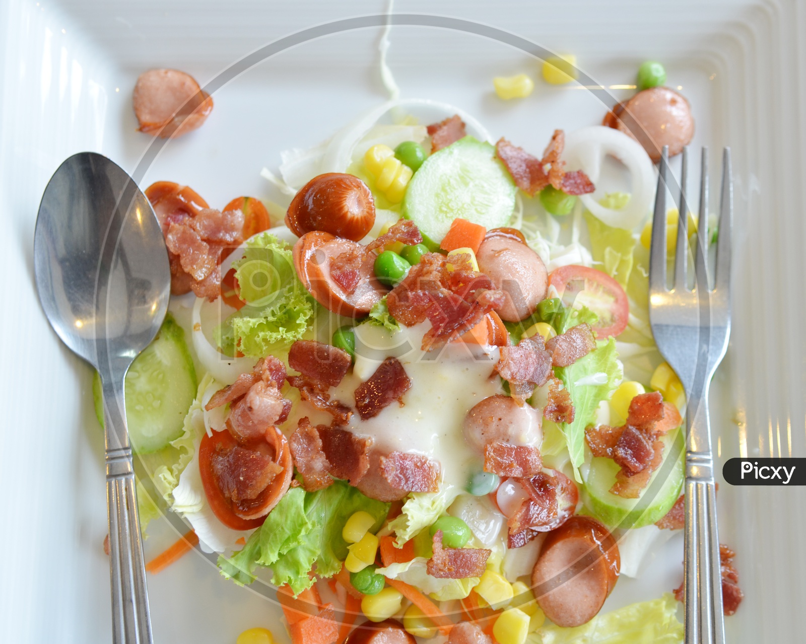 Fresh Salad With Beef Pieces Served in a Plate
