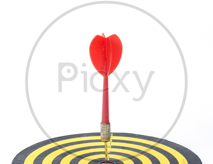 Darts Arrows in the Target Center Isolated on White Background