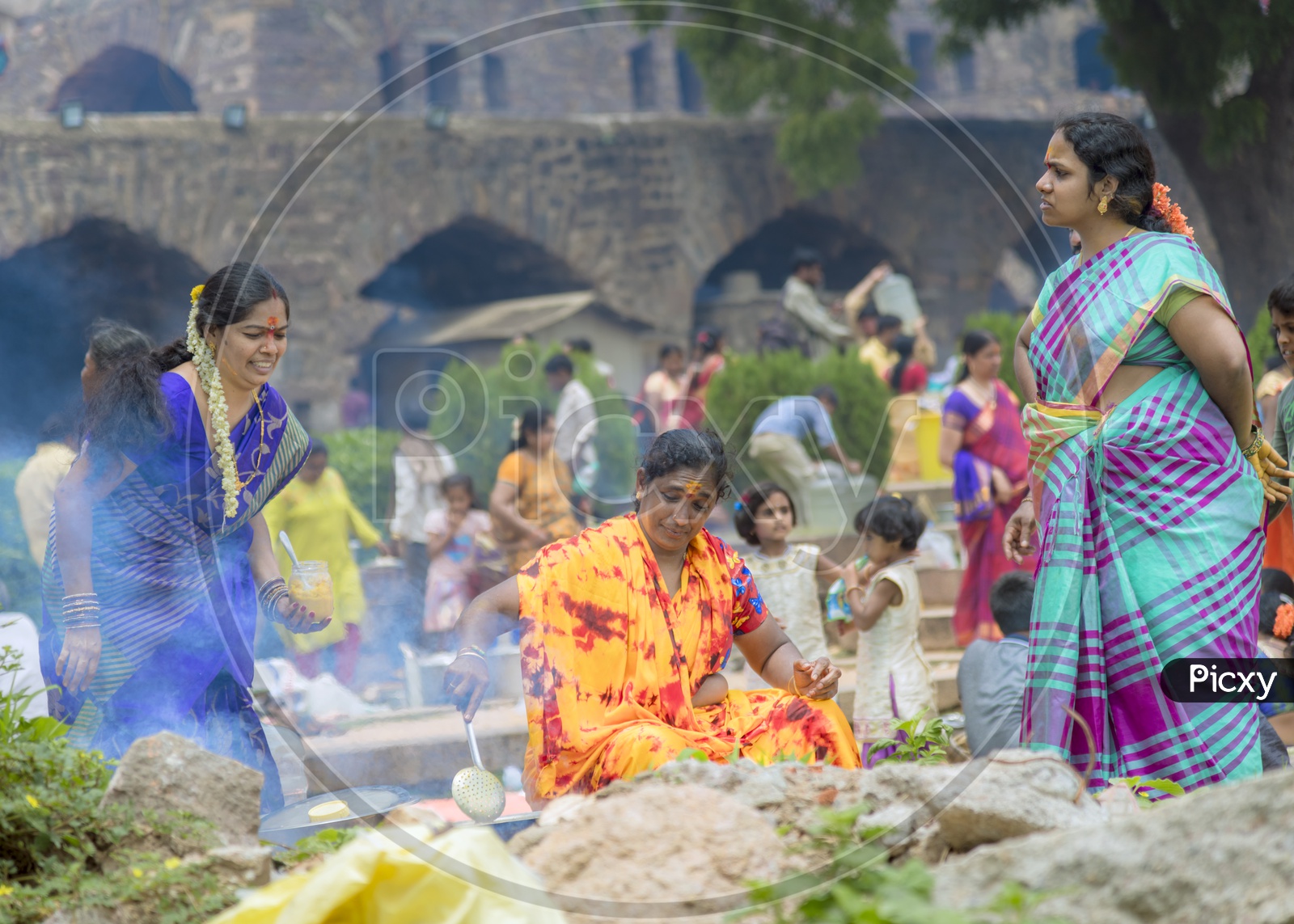 Women cooking in Golconda Fort