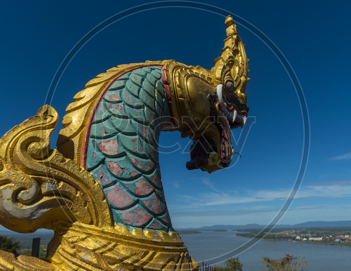 Serpent king or king of Naga statue in Laos Temple