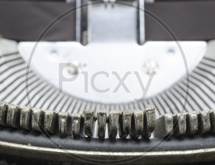Close up of Antique Typewriter Mechanism