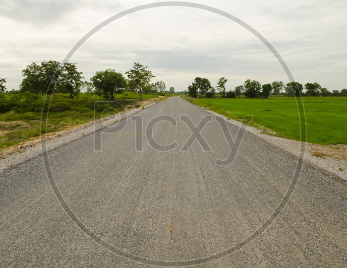 An Empty countryside road in Thailand