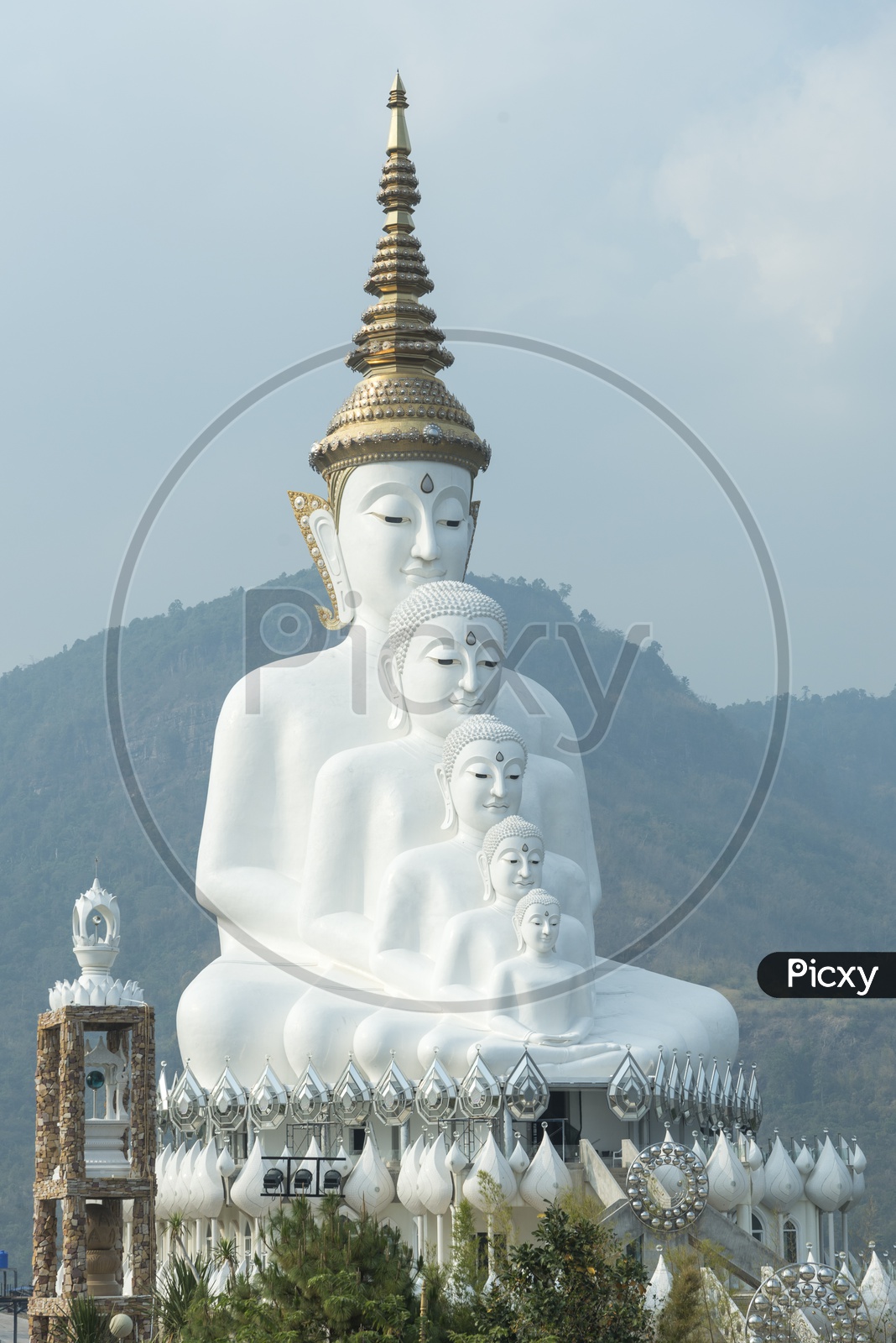 Five Buddha statue in Wat Pha Sorn Kaew temple, Thailand
