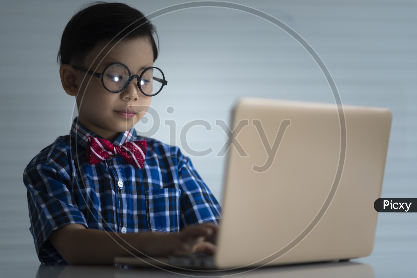 Asian young student studying in his laptop