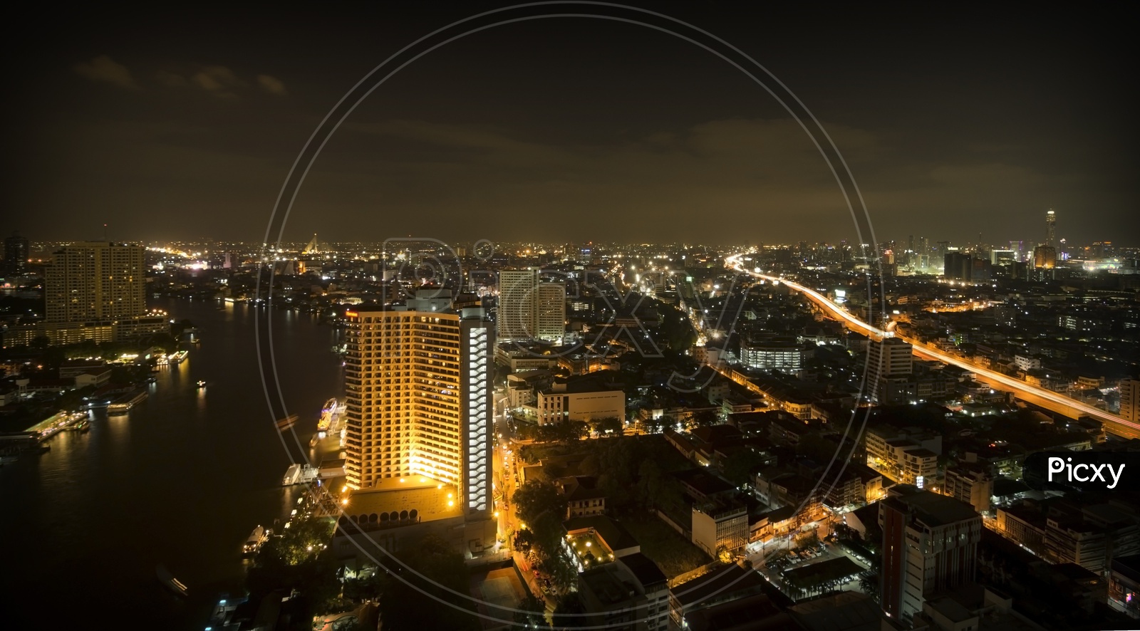 Night lights of Bangkok city, Thailand