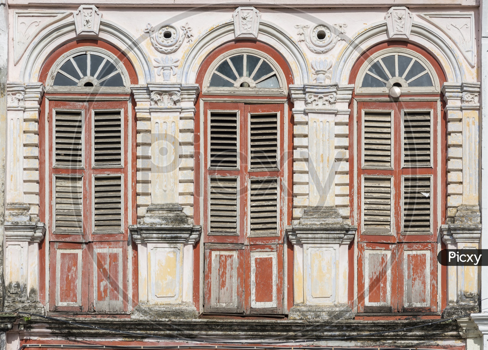 Malaysian colonial house doors in the Georgetown, Penang, Malaysia