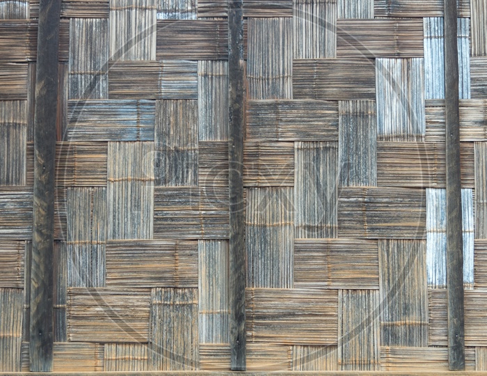 Native Thai style bamboo wall. Bamboo pattern basketry handmade