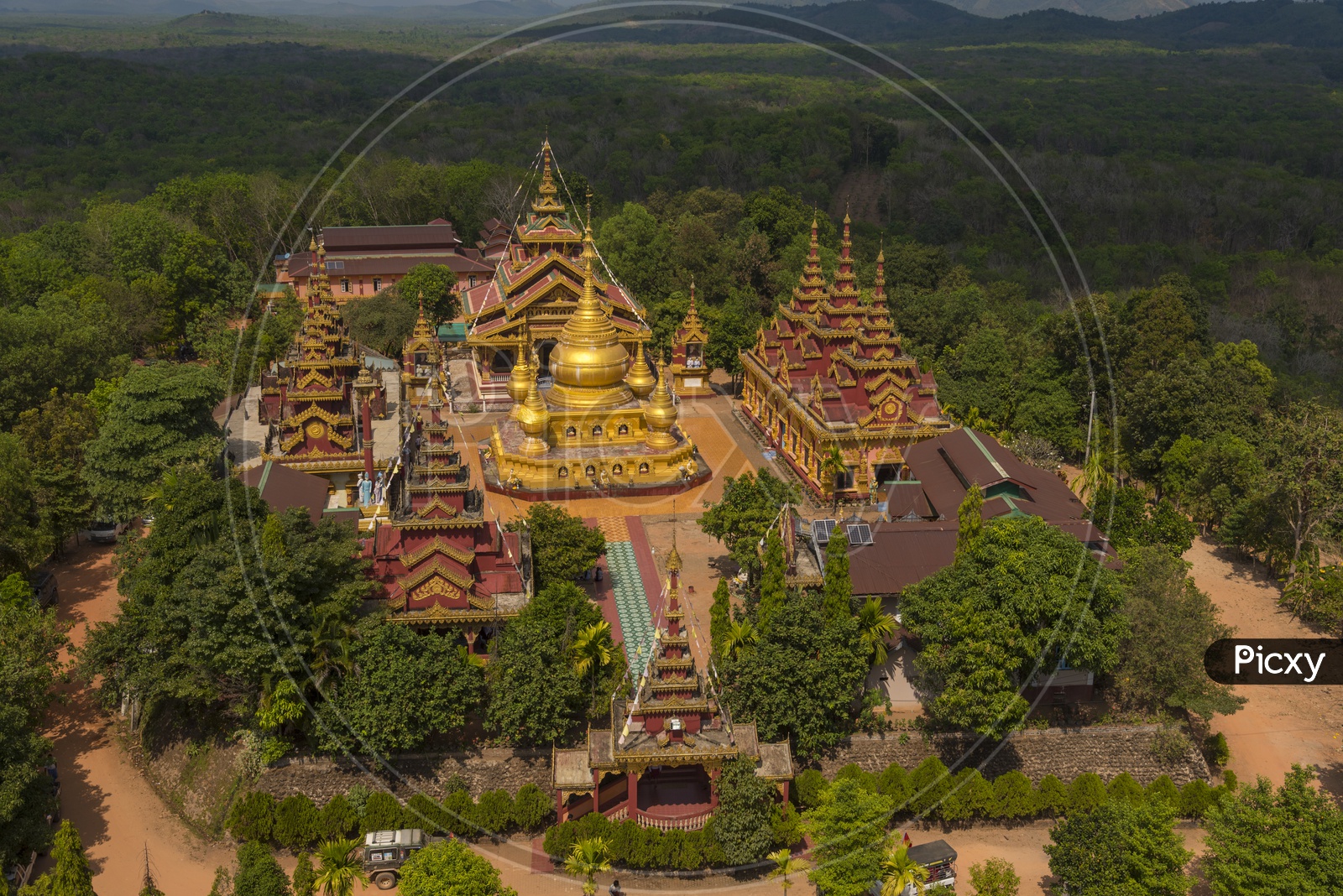 View of Burmese style temple Located in the Ye city of Burma.