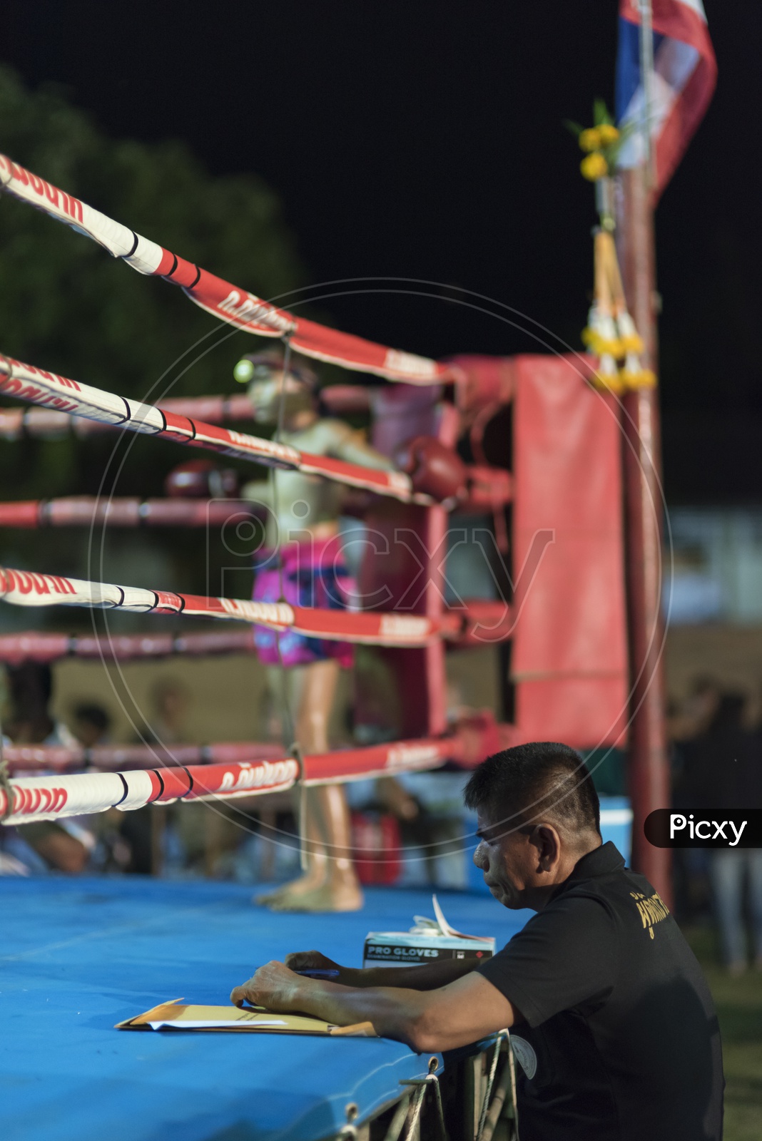 A spectator during Thai Boxing " Muay Thai Kai Chon"