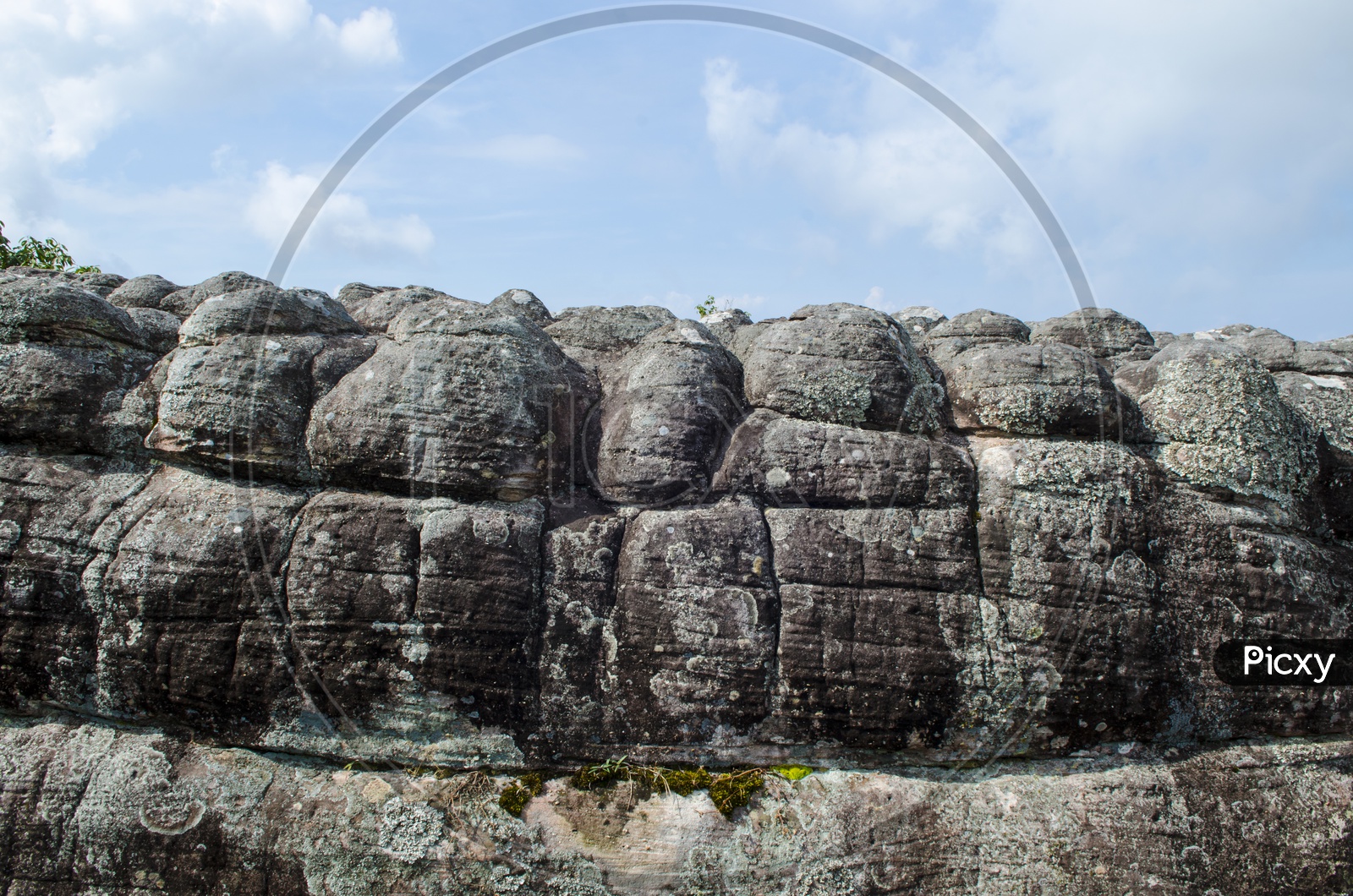 Massive rock bodies at Lan Hin Taek at Phu Hin Rong Kla national park in Thailand